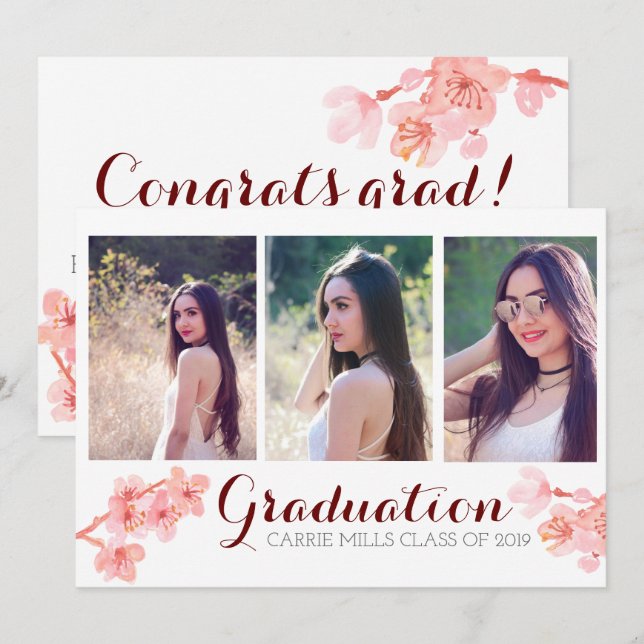 Invitation photo de graduation de la floraison de  (Devant / Derrière)
