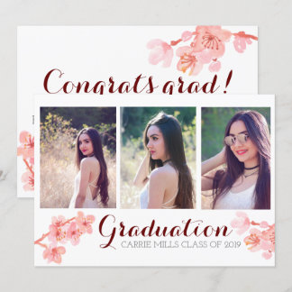 Invitation photo de graduation de la floraison de 