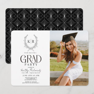 Invitation Photo de graduation du Monogramme de la crête bota