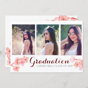 invitation photo de graduation en fleurs de cerisi