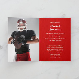Invitation Photo de graduation géométrique rouge