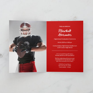 Invitation Photo de graduation géométrique rouge