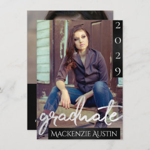 Invitation Photo de la 2e année   Script Chic Simple Keepsaké