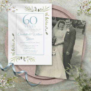 Invitation Photo de la 60e anniversaire de mariage diamantée