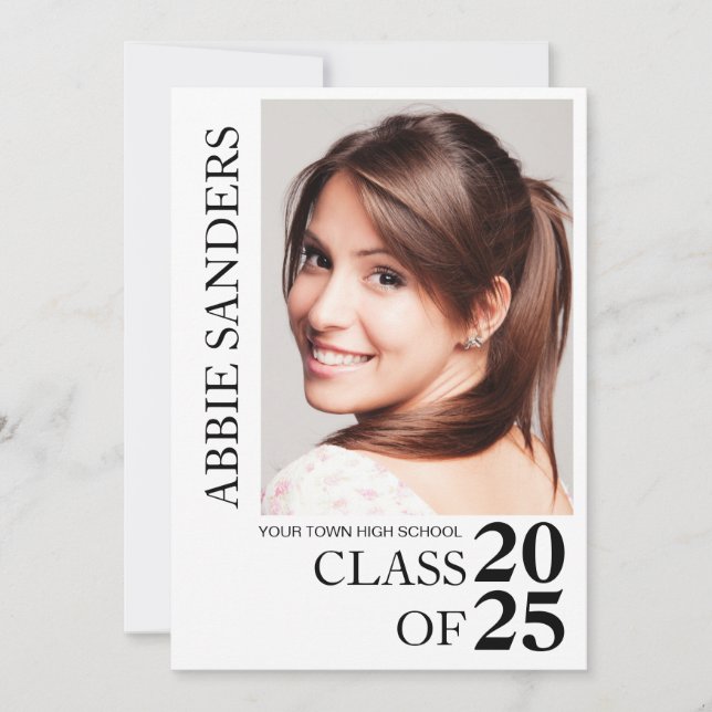 Invitation Photo de la classe noire blanche 2025 (Devant)