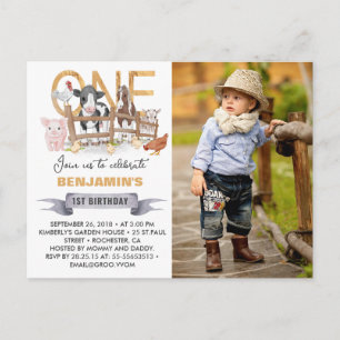 Invitation photo de la ferme pour le 1er anniversa
