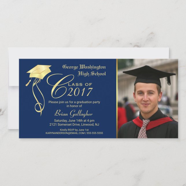 Invitation photo de la fête avec Casquette d'or (Devant)