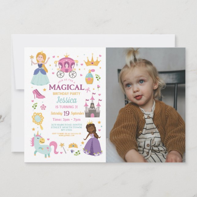 Invitation Photo de la fête d'anniversaire de la princesse ma (Devant)