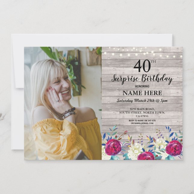 Invitation Photo de la fête d'anniversaire de la Russie Flora (Devant)