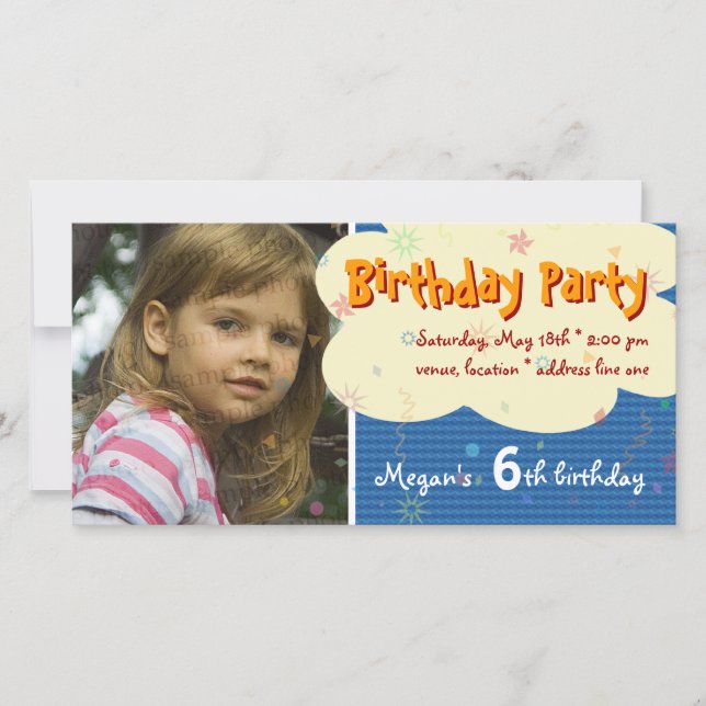 Invitation photo de la fête d'anniversaire de Mega (Devant)
