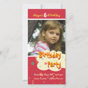 Invitation photo de la fête d'anniversaire de Mega