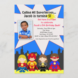 Invitation photo de la fête d'anniversaire Superhe