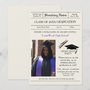 Invitation Photo de la fête de graduation "Deraking News"