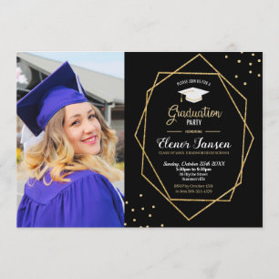 Invitation Photo de la Fête de graduation géométrique de l'or
