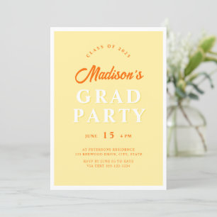 Invitation Photo de la fête de graduation moderne Orange & Ja