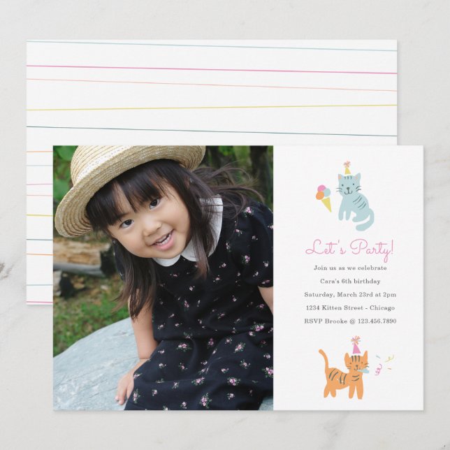 Invitation photo de la fête de Kitten (Devant / Derrière)
