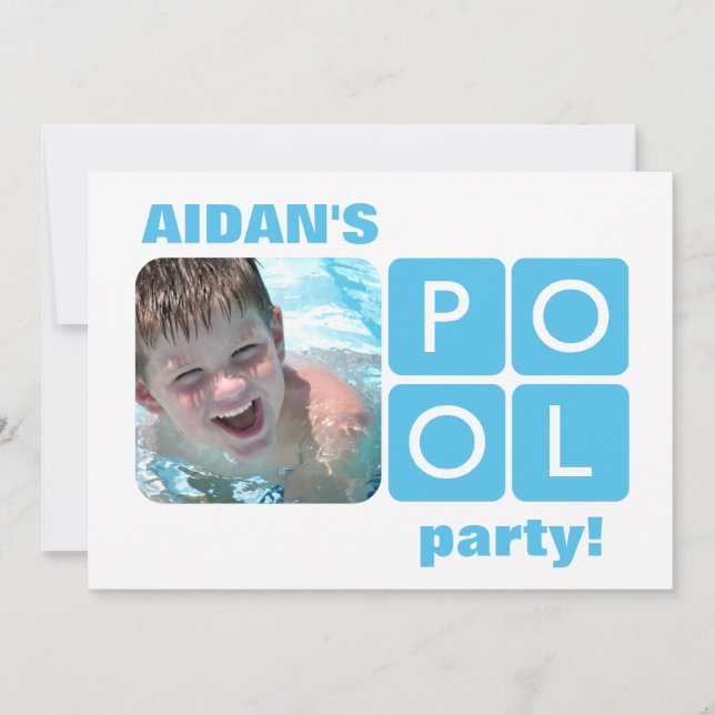 Invitation photo de la fête de la piscine d'été bl (Devant)