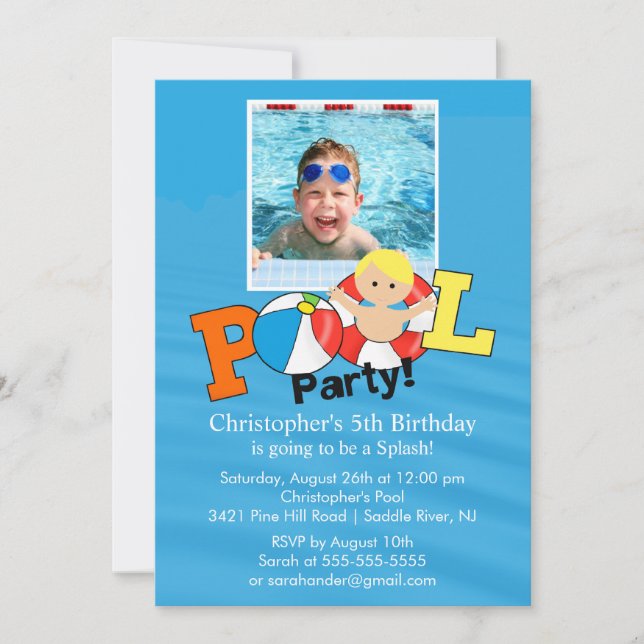 Invitation PHOTO DE LA FÊTE DE LA PISCINE D'ÉTÉ JEUNE Invitat (Devant)