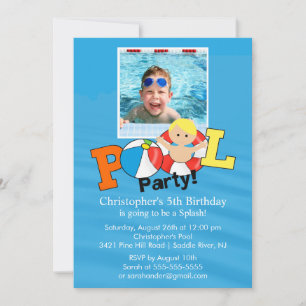 Invitation PHOTO DE LA FÊTE DE LA PISCINE D'ÉTÉ JEUNE Invitat