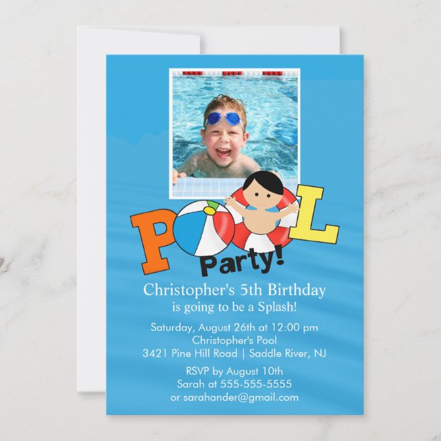 Invitation PHOTO DE LA FÊTE DE LA PISCINE D'ÉTÉ JEUNE Invitat (Devant)