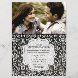 Invitation photo de la fête de l'engagement Black
