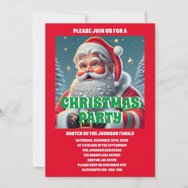 Invitation Photo de la fête de Noël du Père Noël (Devant)