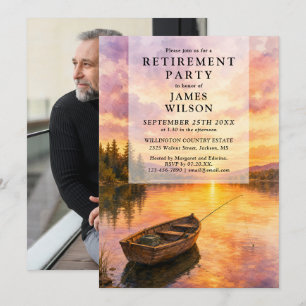 Invitation Photo de la fête de retraite au lac des bateaux de