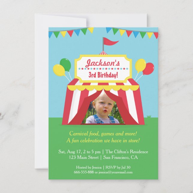 Invitation Photo de la fête des Anniversaires de enfants du C (Devant)