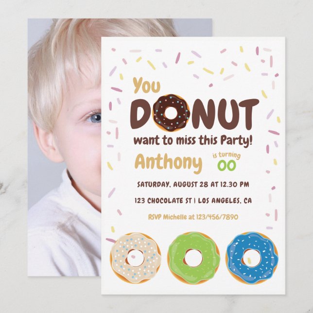 Invitation photo de la fête des Donut (Devant / Derrière)