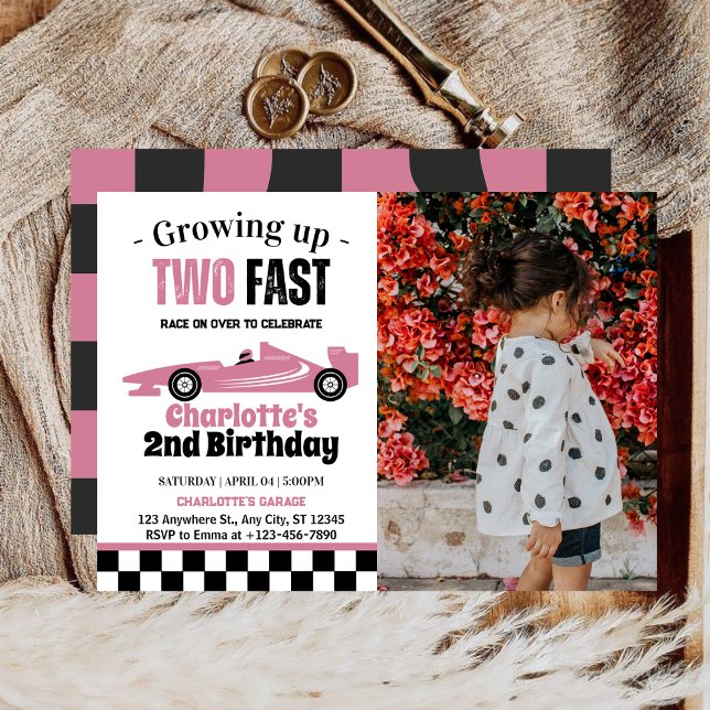Invitation Photo de la fête du 2e anniversaire de la Fille De (Créateur téléchargé)