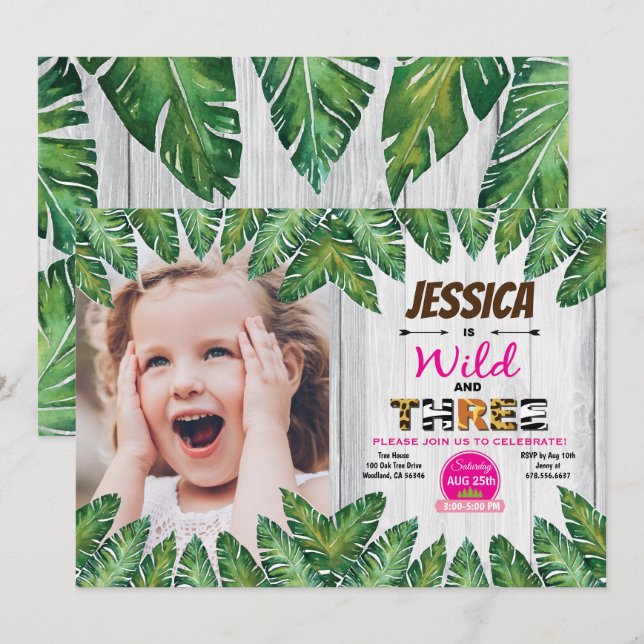 Invitation photo de la fête du 3e anniversaire sau (Devant / Derrière)