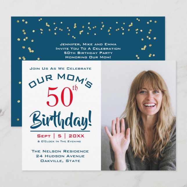 Invitation photo de la fête du 50e anniversaire de (Devant / Derrière)