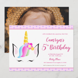 Invitation Photo de la fête du 5e anniversaire de la mignonne