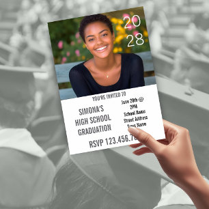 Invitation Photo de la fille au tableau noir Année de lycée