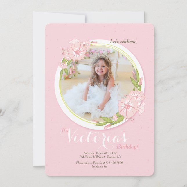 Invitation photo de la Gloire du matin rose (Devant)