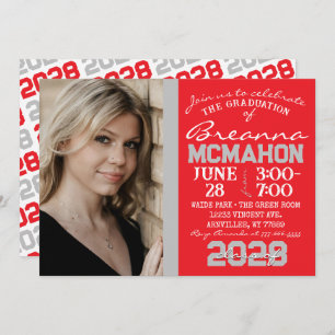 Invitation photo de la graduation en gris rouge et