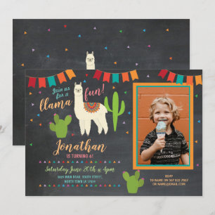 Invitation photo de la Llama Birthday Party Cactus