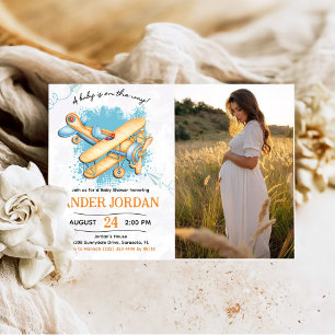 Invitation Photo de la partie Baby shower de l'avion vintage