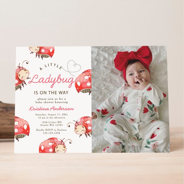 Invitation Photo de la partie Baby shower Little Ladybug (Créateur téléchargé)