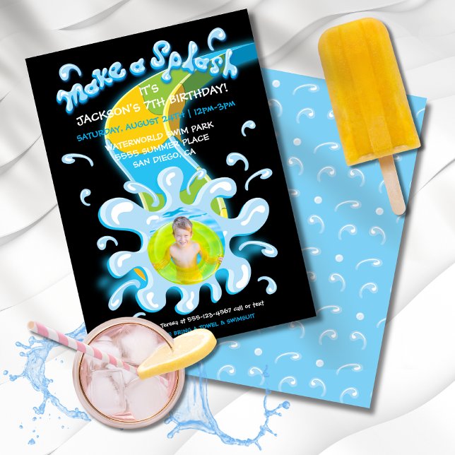 Invitation Photo de la partie de la piscine du parc aquatique (Créateur téléchargé)