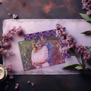 Invitation Photo de la partie d'engagement Violet violet or