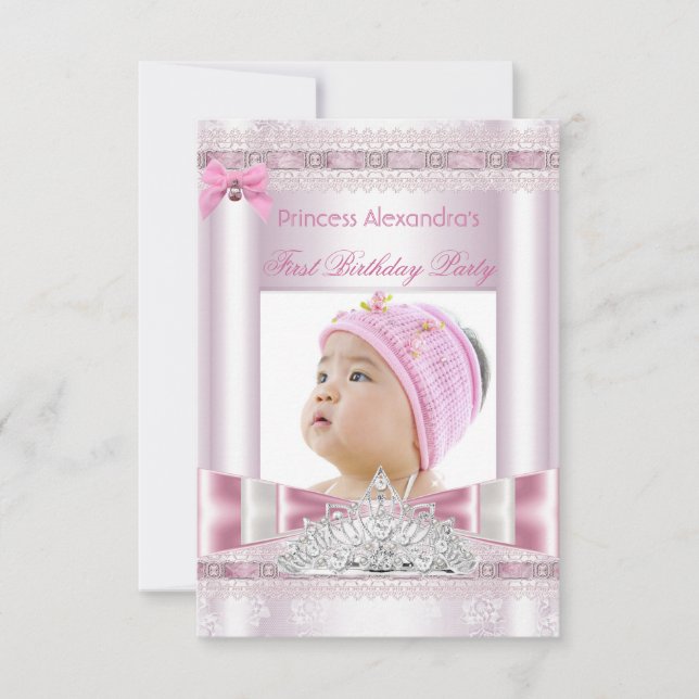 Invitation Photo de la petite princesse fille premier anniver (Devant)