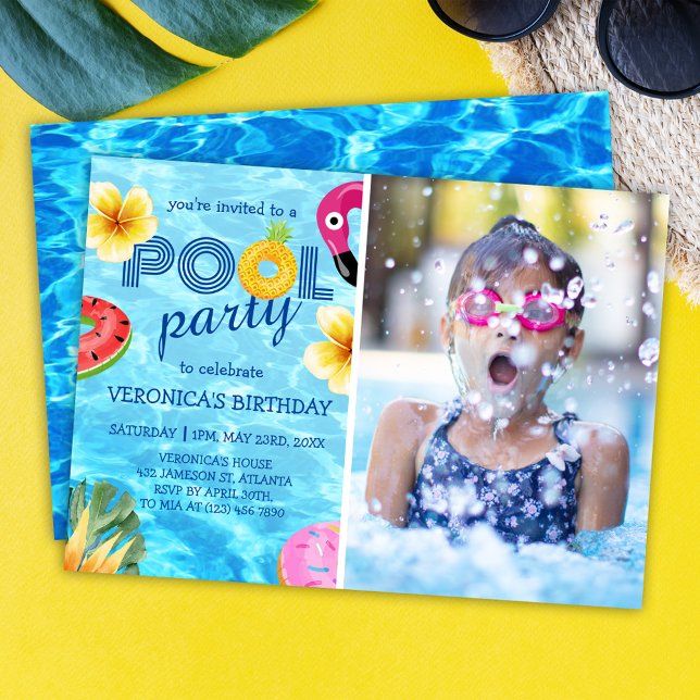 Invitation Photo de la piscine Anniversaire d'été (Créateur téléchargé)