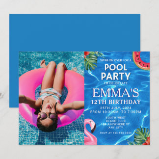 Invitation Photo de la piscine fête d'anniversaire