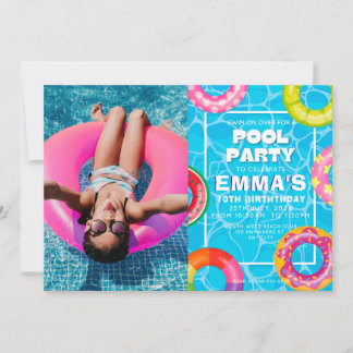 Invitation Photo de la piscine fête d'anniversaire