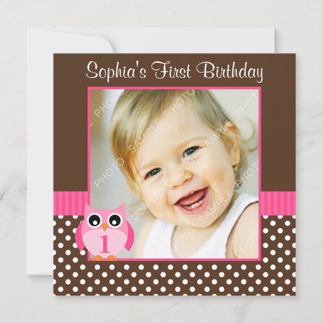 Invitation Photo de la première fille d'anniversaire de la Po (Devant)