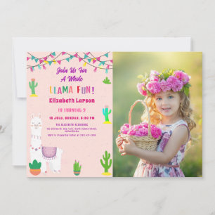 Invitation Photo de l'Anniversaire de enfant Fiesta Llama Alp