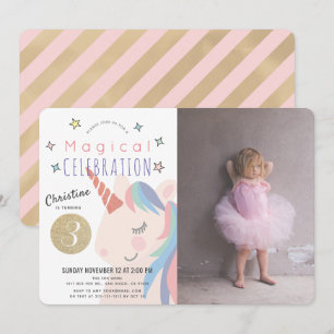 Invitation Photo de l'anniversaire de la jeune fille en rose 
