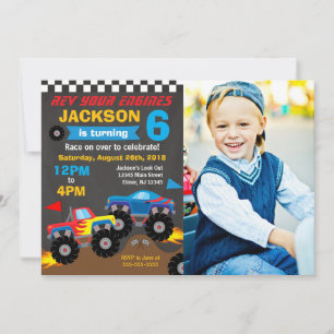 Invitation Photo de l'anniversaire Monster Truck Bash