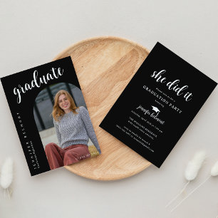 Invitation Photo de l'arche chic Elle l'a fait Frange de chap